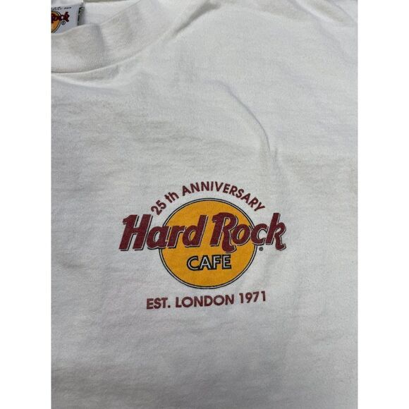 VINTAGE Hard Rock Cafe London 25th Year Anniversary T-shirt Men Large White 90s - Picture 4 of 7